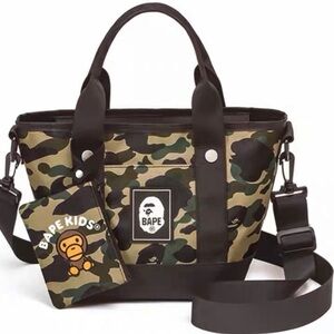 Bundle of A Bathing Ape Bags Bape Camo mini tote and Bape card holder